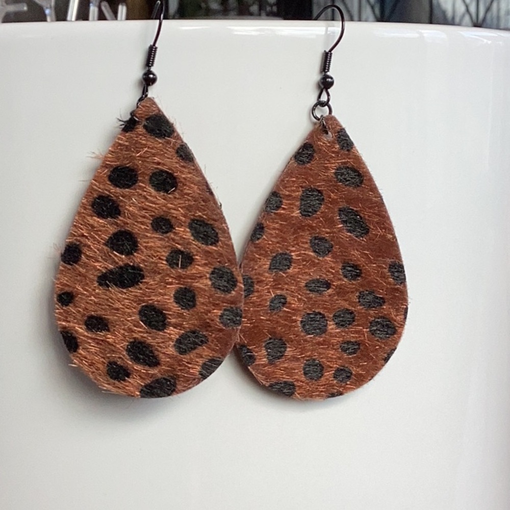 Leopard Print Teardrop Earrings